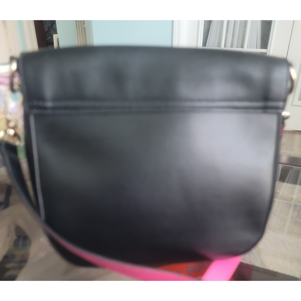 Kate Spade New York Doreen Black Leather Logo Flap Closure Crossbody Bag Pink - Picture 6 of 16